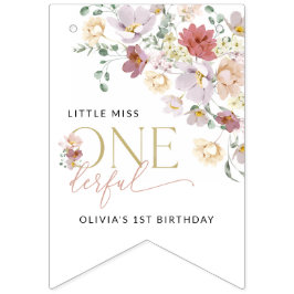 Färgblommor, vilda blommor, första födelsedagen vimplar