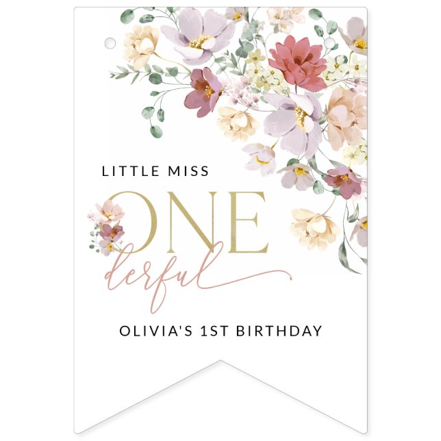 Färgblommor, vilda blommor, första födelsedagen vimplar (Första flaggan)