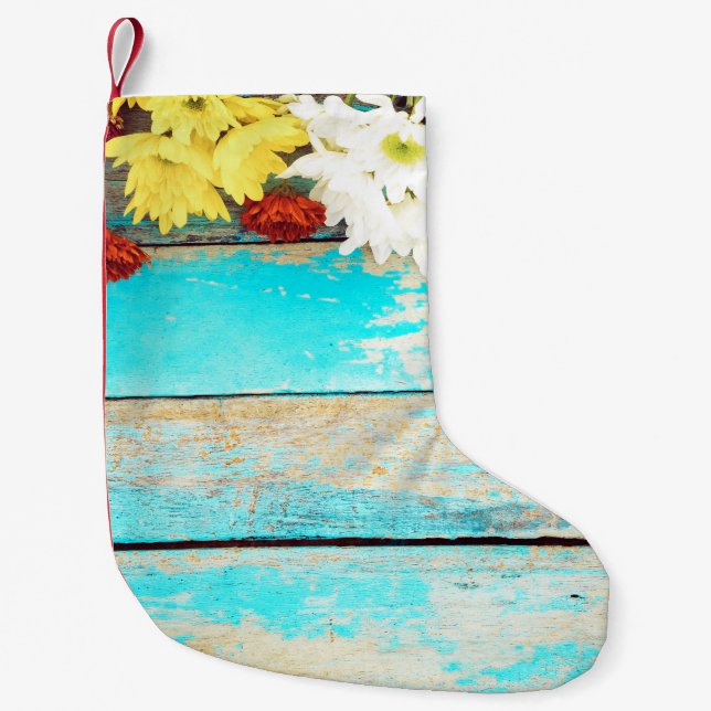 Färgblommor, vintage gräns. liten julstrumpa (Framsidan)