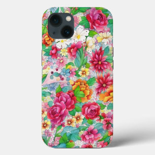 Färgblommor Vintage Stil Art Telefonväska för Art