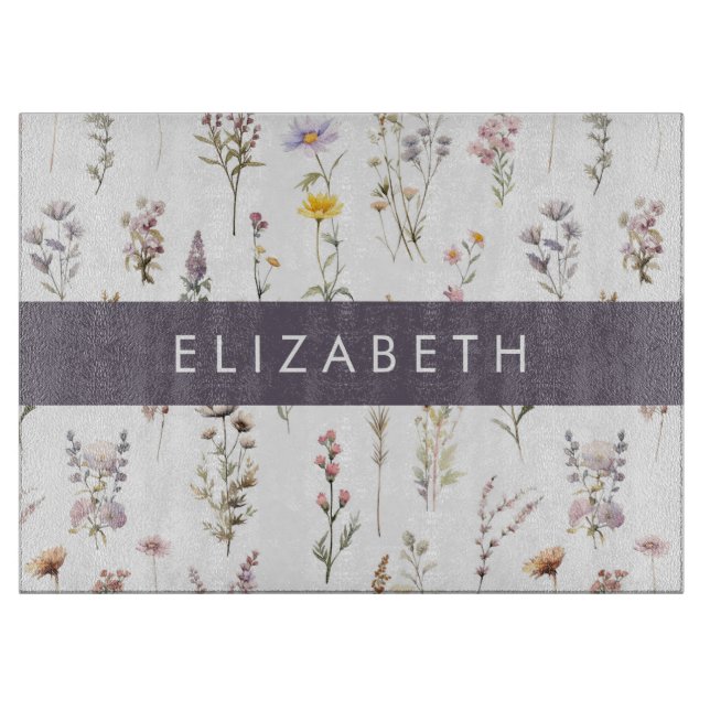 Färgblommor, Wildblommor, Greenery, ditt namn (Framsidan)