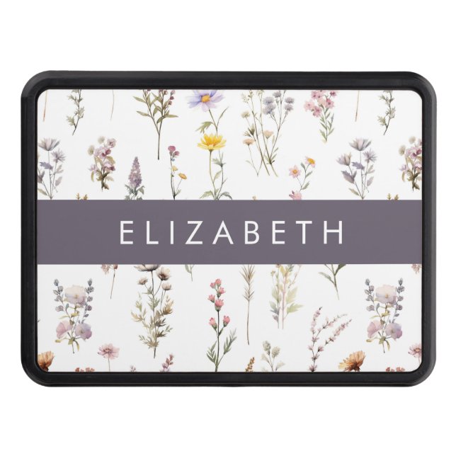 Färgblommor, Wildblommor, Greenery, ditt namn Dragkroksskydd (Framsidan)