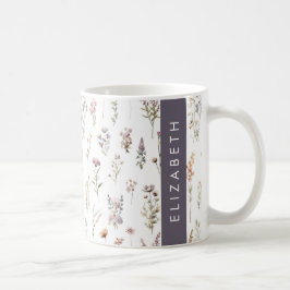 Färgblommor, Wildblommor, Greenery, ditt namn Kaffemugg