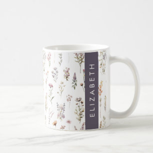 Färgblommor, Wildblommor, Greenery, ditt namn Kaffemugg