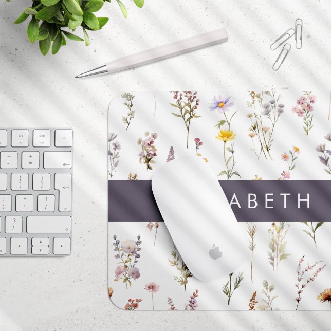 Färgblommor, Wildblommor, Greenery, ditt namn Musmatta (Skapare uppladdad)