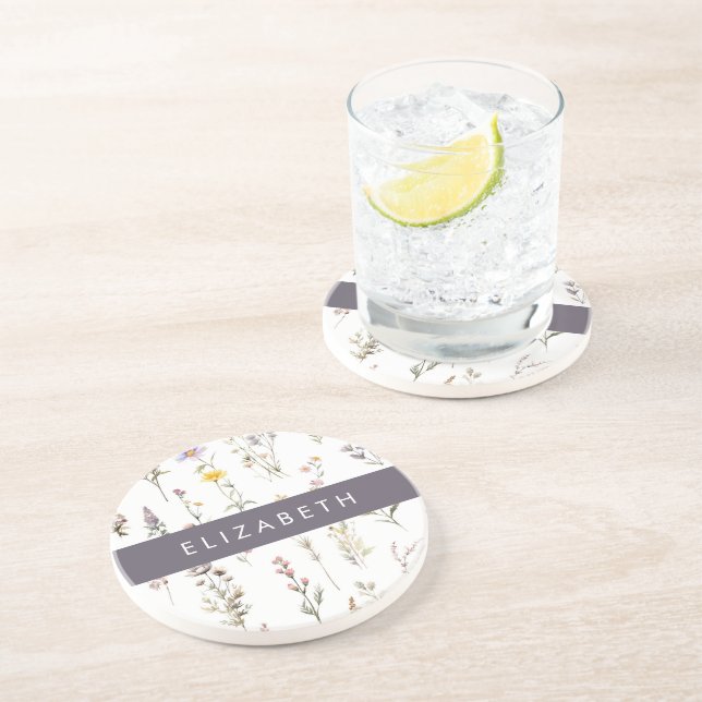 Färgblommor, Wildblommor, Greenery, ditt namn Underlägg (Sidan)