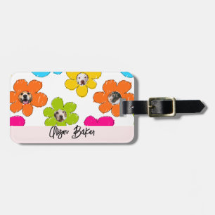 Färgblomning i Hund Mamma Roligt Fotokollage Bagagebricka