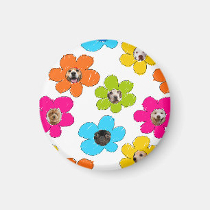 Färgblomning i Hund Mamma Roligt Fotokollage Magnet