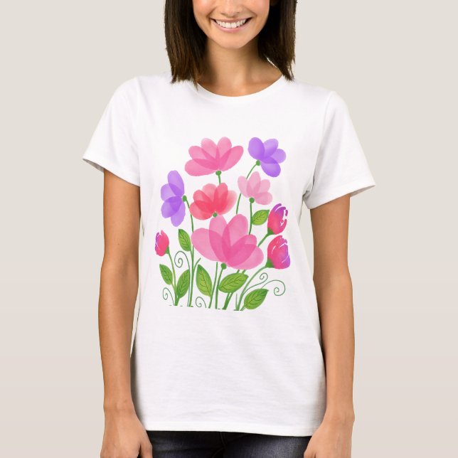 Färgblomsterförpackning T Shirt (Framsida)