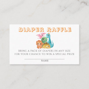Färgblydinosaurier, blöjor för Raffle Baby Shower Visitkort