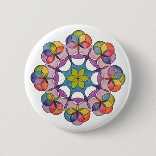 Färgblyertritad geometrisk Mandala Andlig Knapp
