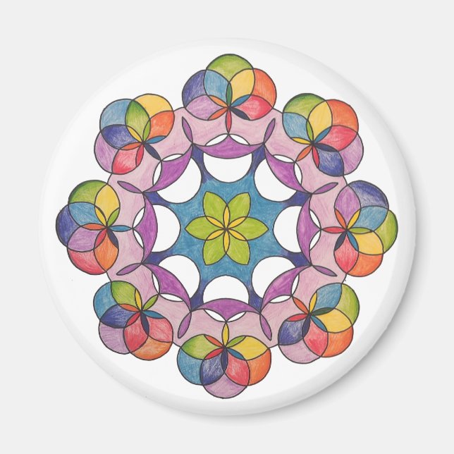 Färgblyertritad geometrisk Mandala Andlig Magnet (Framsidan)