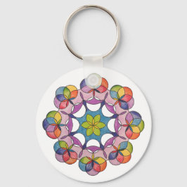 Färgblyertritad geometrisk Mandala Andlig Nyckelring