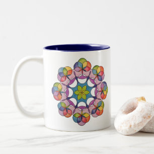 Färgblyertritad geometrisk Mandala Andlig Två-Tonad Mugg