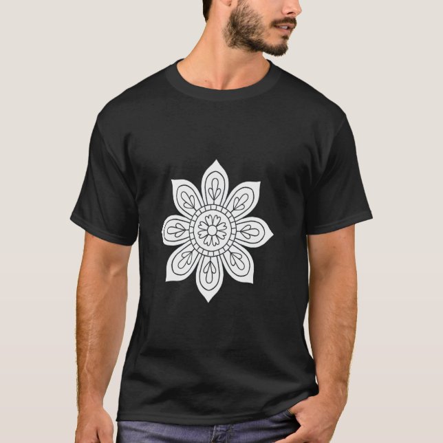 Färgbok Blomma T Shirt (Framsida)