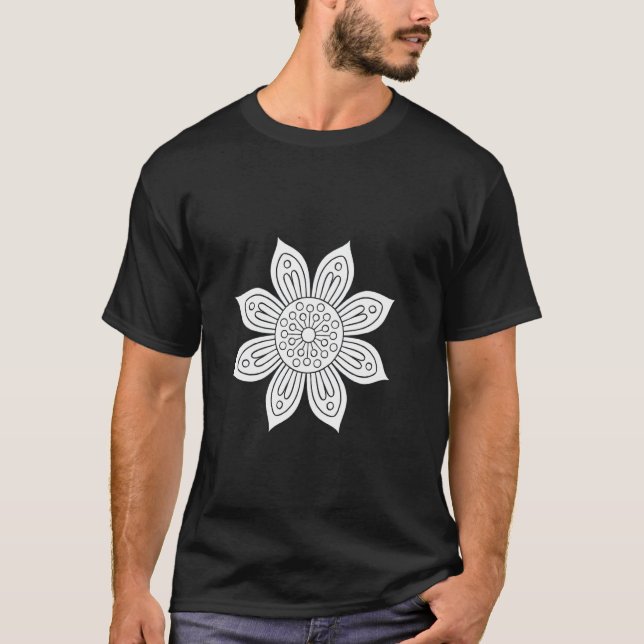Färgbok Blomma T Shirt (Framsida)