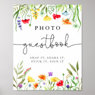Färgbokstecken för fotogästbok för Wildblomma Poster