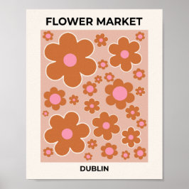 Färgbördsblommor i Dublin Retro Flowers Färglös Bl Poster