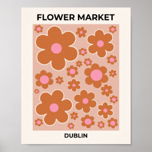 Färgbördsblommor i Dublin Retro Flowers Färglös Bl Poster