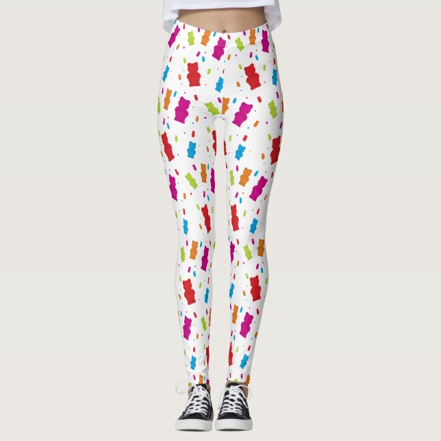 Färgbringande gummiben, punkt Mönster Leggings (Framsida)