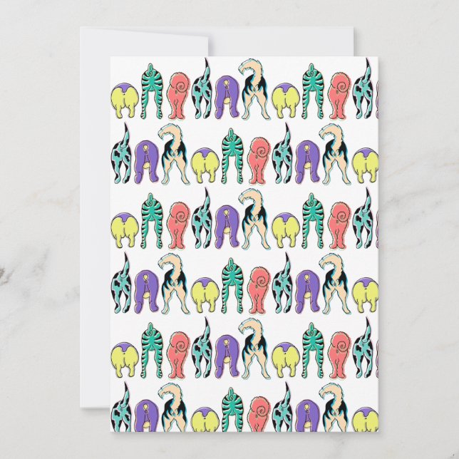 Färgbrytare Hund Butts Mönster Julkort (Framsida)