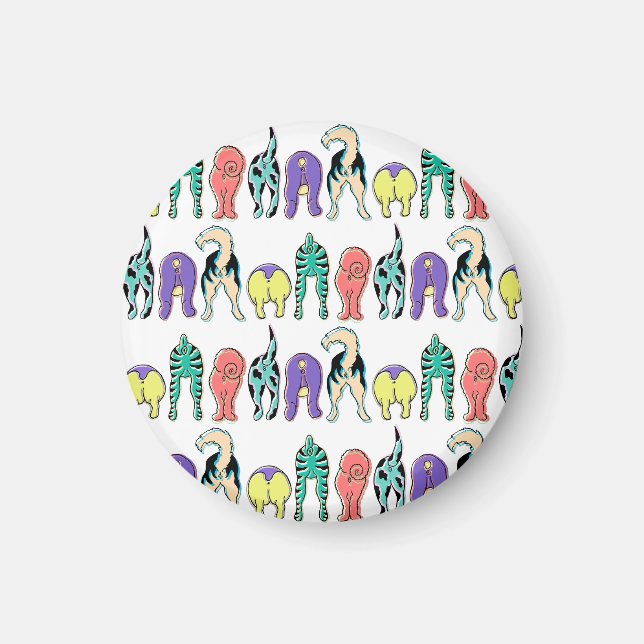 Färgbrytare Hund Butts Mönster Magnet (Framsidan)