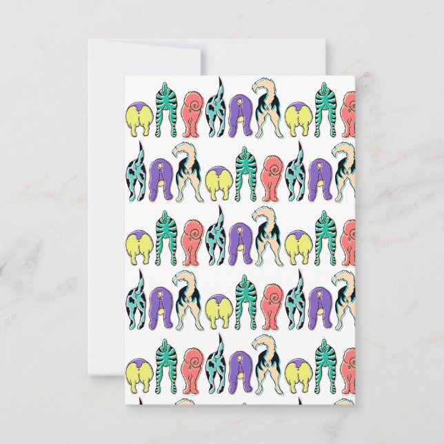 Färgbrytare Hund Butts Mönster Tack Kort (Framsida)