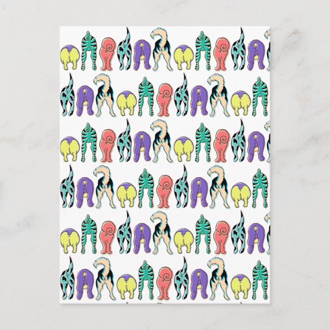 Färgbrytare Hund Butts Mönster Vykort (Framsida)