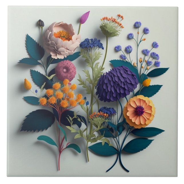 Färgbrytare Pappra blommor Kakelplatta (Framsidan)