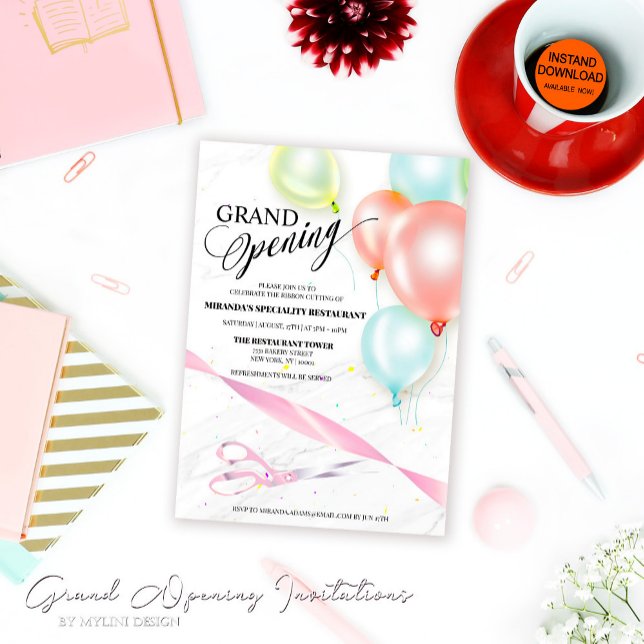 Färgbubblor Ballon Cending Grand Open Inbjudningar (Skapare uppladdad)