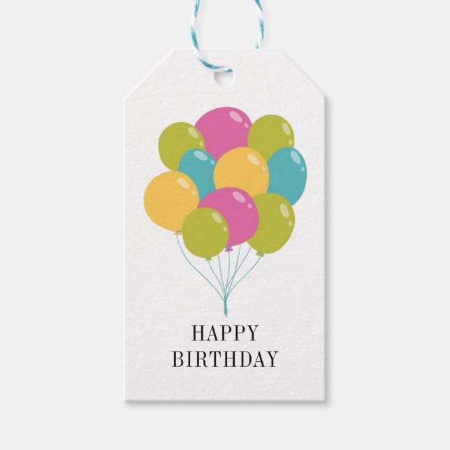 Färgbubblor enkla Grattis på födelsedagen Presentetikett (Framsidan)