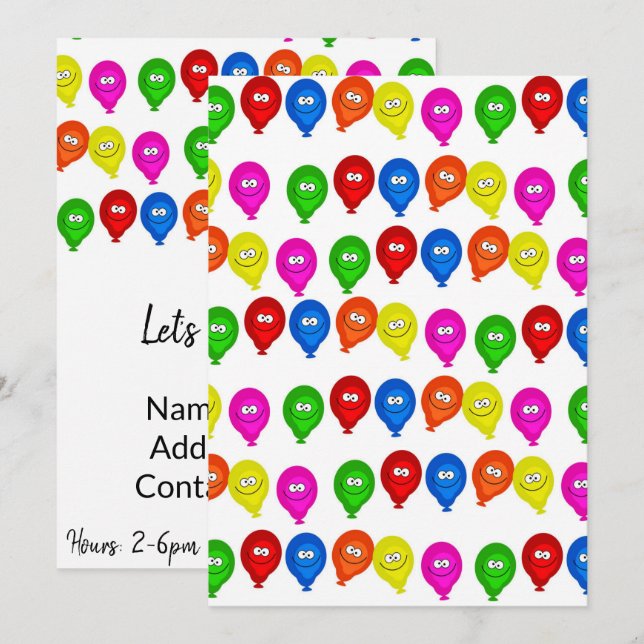 Färgbubblor för inbjudan till grattis på födelseda (Fram/baksida)