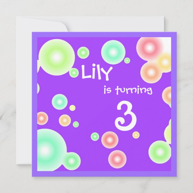 Färgbubblor Inbjudningar (Framsida)