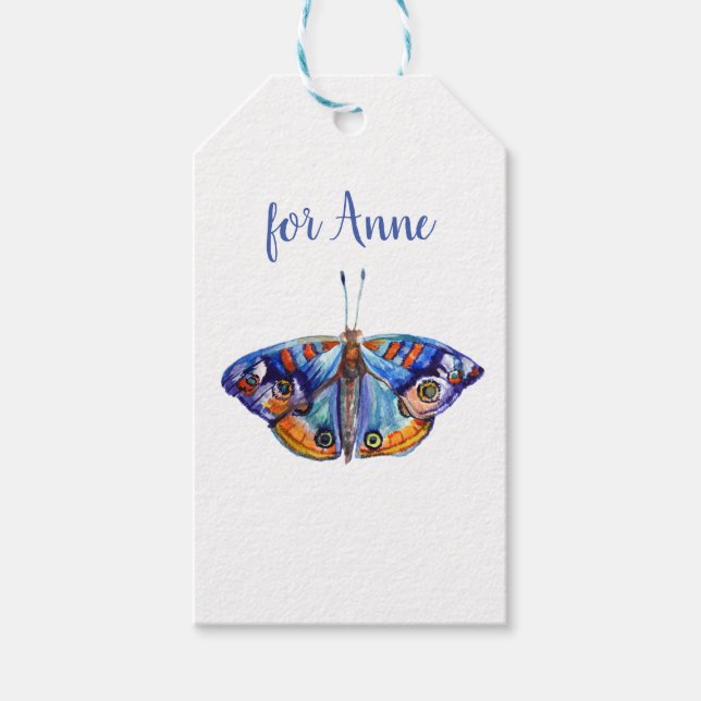 Färgbutterfluga i vattenfärg presentetikett (Framsidan)