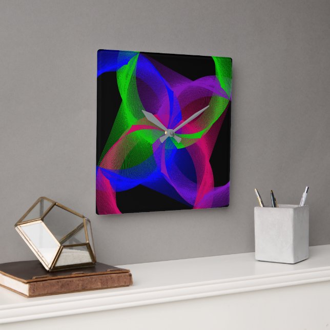 Färgcirkelformad Geometrisk väggsluss för blandnin Fyrkantig Klocka (Kontor)