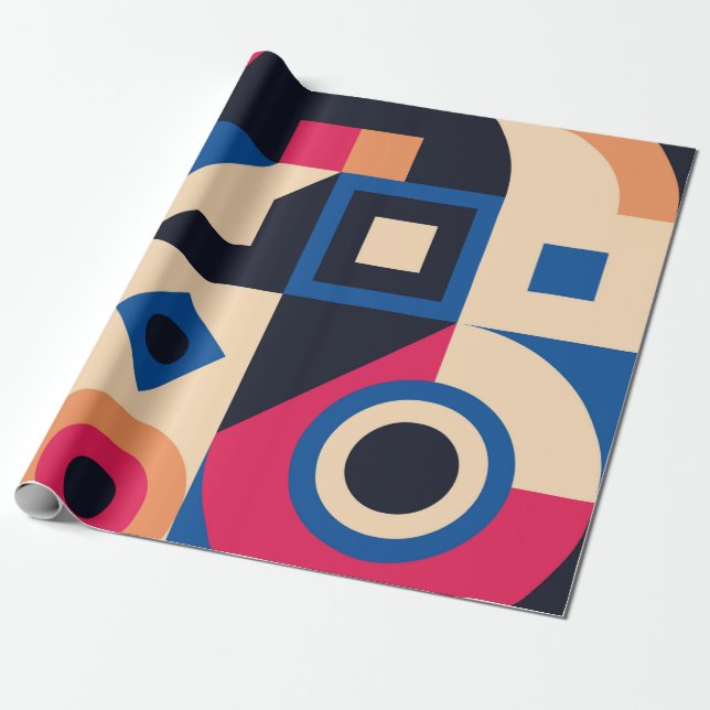 Färgcirkelgeometri mönster presentpapper (Utrullad)