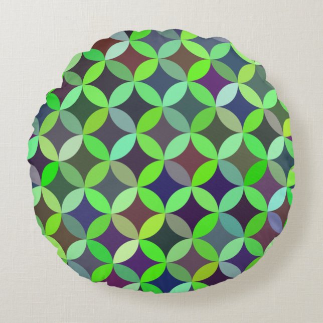 Färgcirkelstjärna Quilt Mönster Rund Kudde (Framsidan)