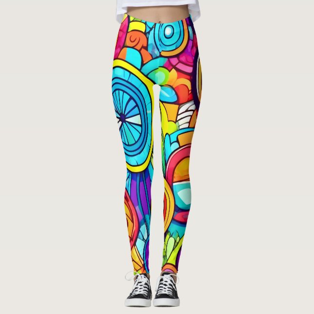 Färgcirklar Abstrakt Art Leggings (Framsida)