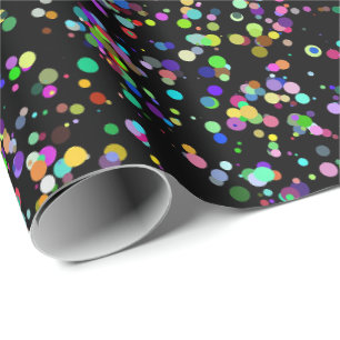 Färgcirklar bubblor på svart unika mönster presentpapper