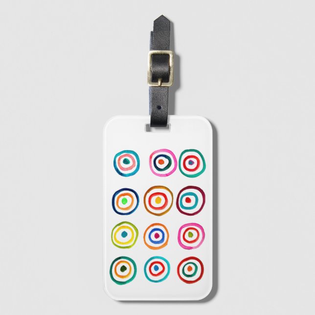 Färgcirklar med regnbåge del vattenfärg bagagebricka (Framsida vertikal)