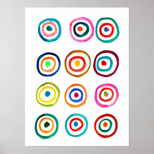 Färgcirklar med regnbåge del vattenfärg poster
