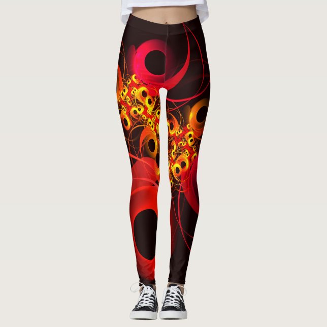 Färgcirklar Modern Abstrakt Art Mönster #08 Leggings (Framsida)