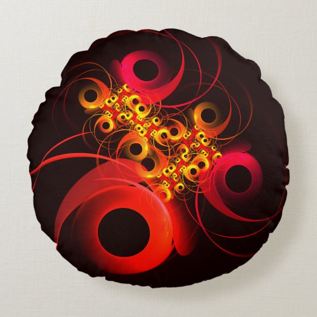 Färgcirklar Modern Abstrakt Art Mönster #08 Rund Kudde (Framsidan)