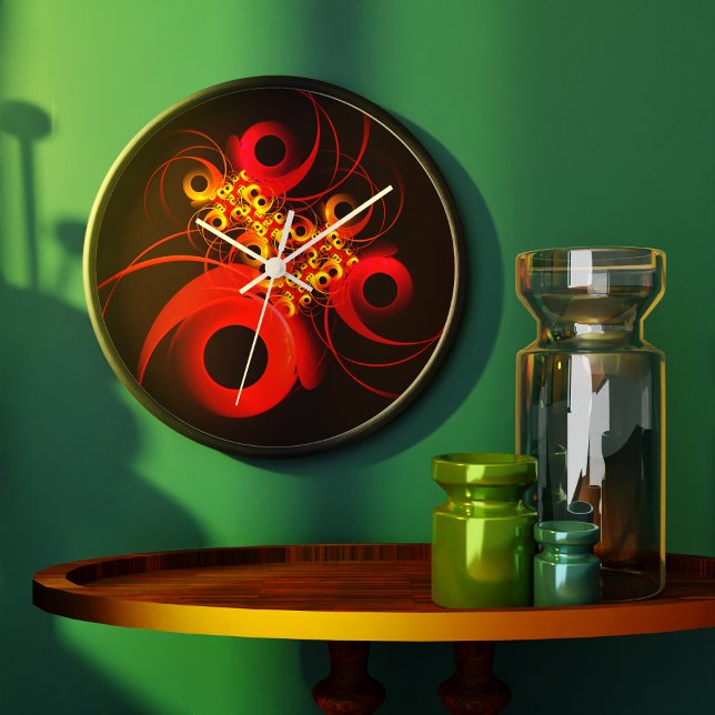 Färgcirklar Modern Abstrakt Art Mönster #08 Stor Klocka (Colorful Circles Modern Abstract Art Pattern #08 Clock)