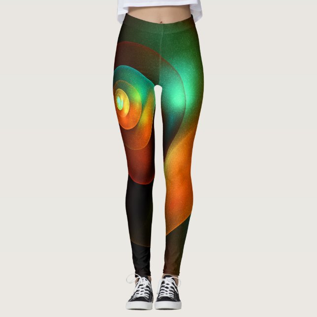 Färgcirklar Modern Abstrakt Art Mönster #18 Leggings (Framsida)