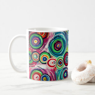 Färgcirklar och snurrar Ursprunglig Abstrakt Kaffemugg