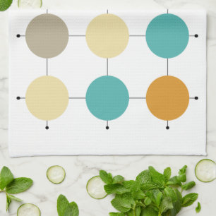 Färgcirklar på svart Linjer, modern Kökshandduk