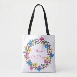 Färgcirkulär Wreathe of Flowers Bride Bags Tygkasse