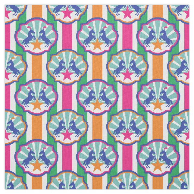 Färgcirkus Show Ponies Rand Mönster Tyg (Provkarta)