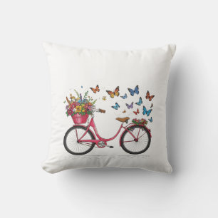Färgcykel med blomman basket Dekorativ kudde